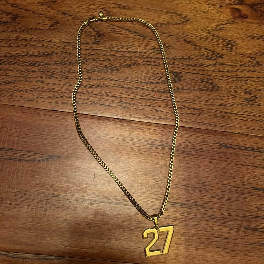 Triple Crown Jewelry Custom Gold Number 27 Pendant Necklace